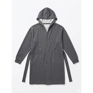 Wings + Horns Ace Robe Mens Gray Sz O/S Organic Cotton Slash Hotel Hooded Button